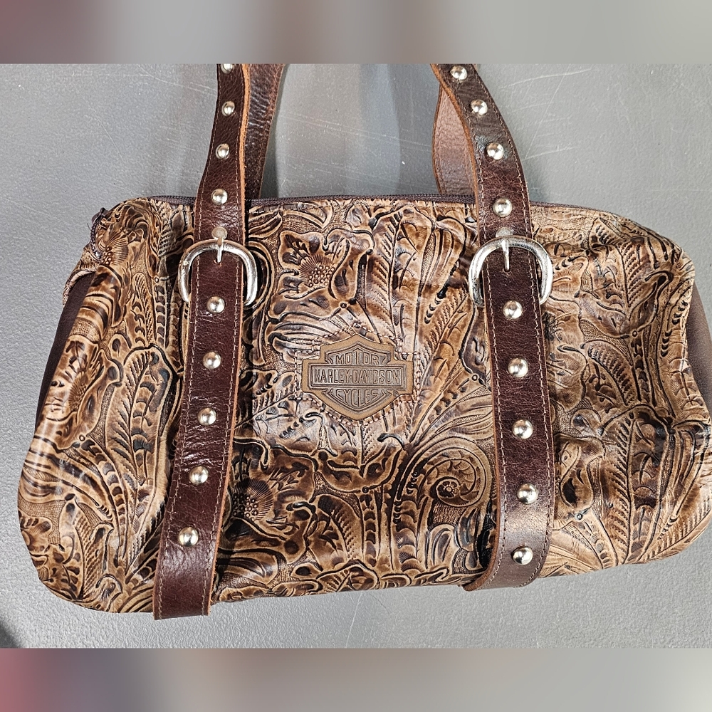 Brown Leather Embossed Bag